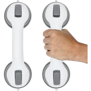 Badezimmer Haltegriff mit Saugnapf 120kg Belastbarkeit - 2 Stück - Sicherheits Dusch Griff mit Schnellverriegelung - Senioren Badewannen Sicherheitsgriff Wandgriff Duschhilfe ohne Bohren rutschfest