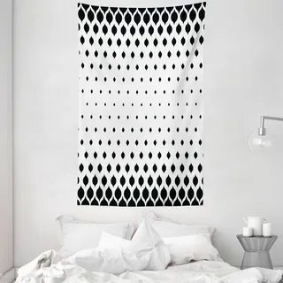 ABAKUHAUS Damast Wandteppich und Tagesdecke, Victorian Fashion Shapes aus Weiches Mikrofaser Stoff Waschbar ohne Verblassen Digitaldruck, 140 x 230 cm, Schwarz und weiß - Schwarz