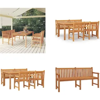 vidaXL 4 tlg. Garten Essgruppe Massivholz Teak - Garten Essgruppe - Garten Essgruppen - Gartenmöbel - Terrassenmöbel - Braun