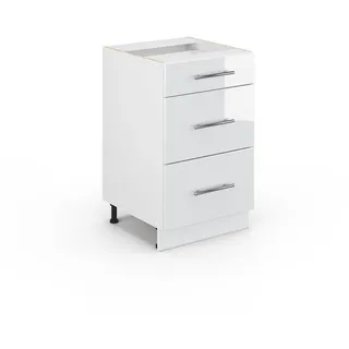 Vicco Badschrank Fame-Line, 50 x 81.6 cm ohne Arbeitsplatte, Weiß Hochglanz/Weiß - Weiß