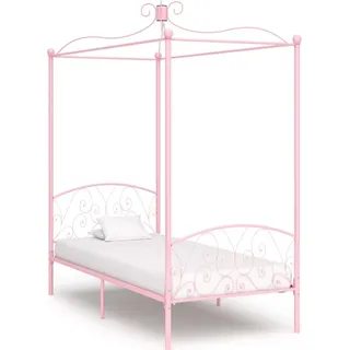 The Living Store Himmelbett-Gestell Rosa Metall 100 x 200 cm - Rosa