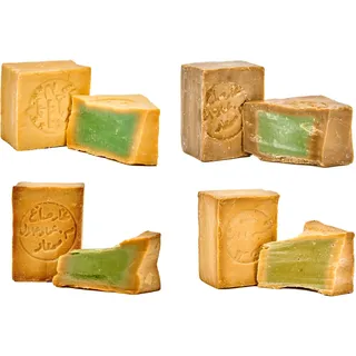 Carenesse® original Aleppo Seifen 4er Paket selfcare Olivenölseifen mit Lorbeerölanteilen 5% 15% 20% 40% Haarseife Duschseife Naturseife