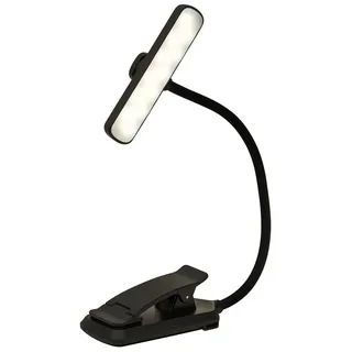 moses. libri_x Leselicht Panorama, LED Leselampe & Buchlampe mit 24 LEDs, mit 360° Schwenkkopf, 3 dimmbare Lichtfarben, Klemmleuchte mit USB-C & auswechselbarem Akku