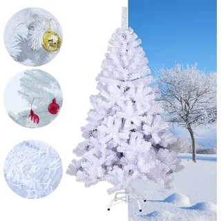 Wolketon 210cm Weihnachtsbaum Beflockung Christbaum PVC Baum kuenstlicher Tannenbaum weiss - Weiß