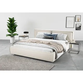 Home affaire Polsterbett »Adrina mit Biesenoptik, Feincord und Luxus-Microfaser« bis 280kg, auch in Überlänge 220 cm, 4 Breiten bis 200cm, beige