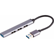 Bild -BASIC-S--USB-A Hub, 3.0, 4-fach USB-A, ALU, slim, 0,12m (USB A), Dockingstation + USB Hub, Schwarz
