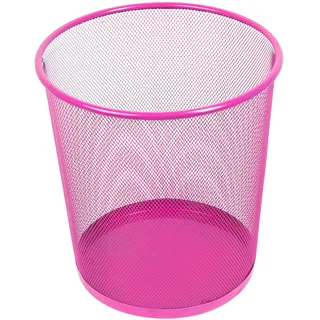 D.RECT KOMO Papierkorb, 12L Metall Abfalleimer Büro | Runder Mülleimer für Arbeitszimmer, Küche | Stabile Ausführung, 266x218x280 mm, Rosa
