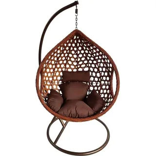 Estexo Polyrattan Hängesessel Outdoor Hängestuhl Rattan Gartenstuhl + Sitzkissen Braun