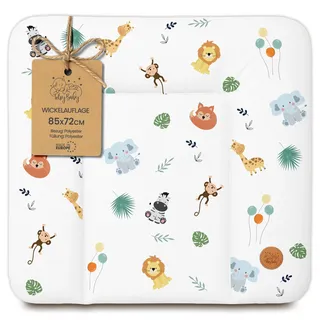 Wickelauflage Wickelunterlage abwaschbar und wasserdicht 85x72 cm - Wickelmatte zum Auflegen auf Wickeltisch Wickelaufsatz Wickelkommode oder Waschmaschine Oeko-Tex 85 x 72 Safari