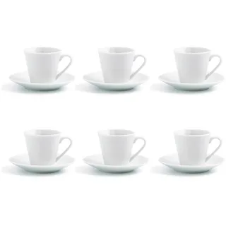 Quid Renova Set mit 6 Tassen mit Untertasse, Porzellan, 9 cl, transparent