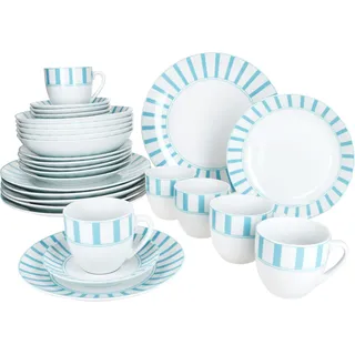 30tlg Kombiservice SPLIT TÜRKIS Porzellan für 6 Personen - Türkis