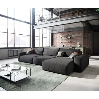 DeLife Ecksofa Lanzo XL 380x180 cm Mikrofaser Schwarz Recamiere variabel