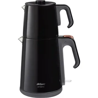 Arzum Cay Sefasi Teemaschinen, Elektrischer Türkischer Teekocher, 1650W Leistung, 1,2L Teekanne, 1,8L Wasserkocher, Edelstahl, Warmhaltefunktion, Tro - Silber