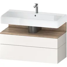 Duravit Qatego Waschtischunterbau, 1 Auszug und 1 Schublade, 990x470x590mm, Nische Eiche Mamoriert, QA4395055, Farbe: Weiß Supermatt/mit Nischenbeleuchtung