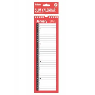 2026 Slim Kalender Monat Ansicht Spiralbindung Wand Planer Einfach Rot & Schwarz