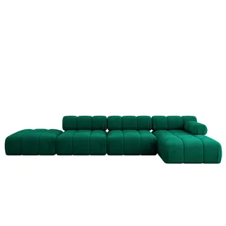 altdecor Eckcouch Samt 6-Sitzer Dunkelgrün