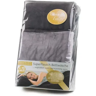 Gözze - Wendebettwäsche, Cashmere-Feeling, Bettbezug: 155 x 200 cm, Kissenbezug: 80 x 80 cm, Mikrofaser - Anthrazit/Silber