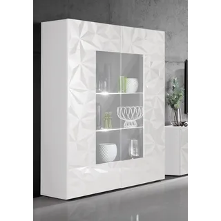 Home Affaire Vitrine »Prisma Höhe 166 cm, Breite 121 cm, Stauraumvitrine mit 2 Türen,« Standvitrine - Front mit siebdruck grifflos, viel Stauraum,