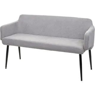 Mendler Sitzbank HWC-L13, Esszimmerbank Bank Polsterbank Garderobenbank Rückenlehne Armlehne Stoff/Textil 133cm ~ grau