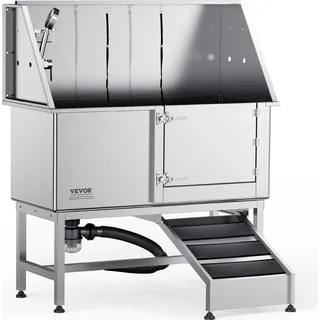 Vevor Professionelle Hundepflegewanne 1270mm Edelstahl Tierbadewanne Hundewaschstation 150kg Hunden Pflege Dusche Hundewaschanlage Haustierpflegewanne mit rechten Tür Hundedusche Waschwanne