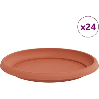 Runde Blumenplatte 24 pcs Ziegelrot Ø 21,5 x 2,5 cm Kunststoff - Rot