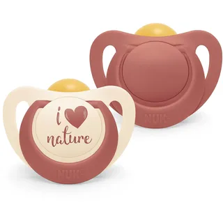 NUK for Nature Babyschnuller | Nachhaltige Gummischnuller | Über 98 % natürliche Rohstoffe | 6-18 Monate | Terrakottarot | 2 Stück