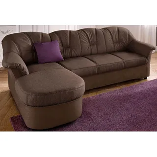 DOMO collection Ecksofa »Flores Schlafsofa, B/T/H: 233/142/86 cm, L-Form«, wahlweise mit Bettfunktion, wahlweise mit Federkern, auch in Leder braun