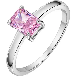 Fingerring FIRETTI "Schmuck Geschenk Silber 925 Damenring Ring Quadrat" Gr. 62, pink (silberfarben, pink), Fingerringe, Damen, 62, Silber 925 (Sterlingsilber), 2mm, Fingerring, mit Zirkonia (synth.)