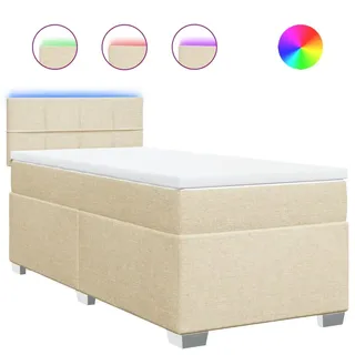 Boxspringbett mit Matratze Creme 80x200 cm Stoff - Creme