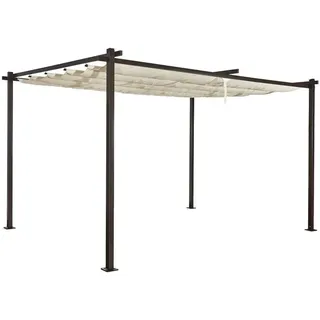 Jet-Line Gartenpavillon Luxor Light aus Alu mit Schiebedach 3 x 4 Meter in Anthrazit Beige