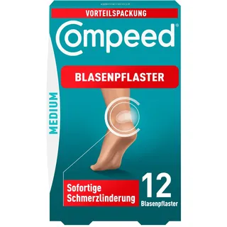 Compeed Blasenpflaster Medium - Hydrokolloid-Pflaster gegen Blasen an den Fersen, 1x 12 Stück