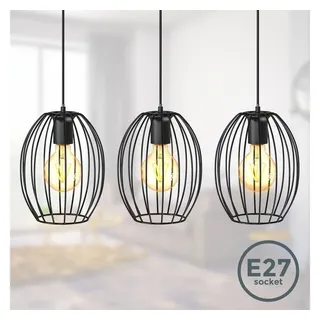 B.K.Licht Retro 3-flg. 70 cm oval schwarz Metall