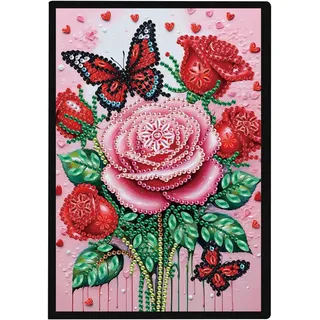 DCIDBEI Diamond Painting Notizbuch Blanko A5 Notizbücher Diamant Malerei Notebook Malen nach Zahlen Erwachsene Diamond Painting Notizbuch Schmetterling Blume Tagebuch Skizzenbuch Schreibwaren