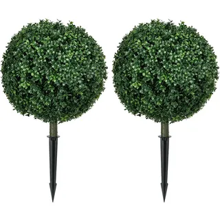 Homcom 2Er-Set Künstlicher Buchsbaum groß 70 cm Kunstpflanze wie echt mit UV-Schutz , Kunststoff , 70 cm , Dekoration, Blumen & Blumentöpfe, Kunstpflanzen