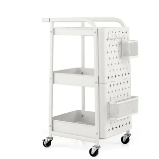 Costway Kuchenwagen Rollwagen 4 Etagen Weiß , Metall , 33x75x52 cm , Freizeit & Co, Heimwerken, Werkstatteinrichtung