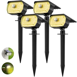 Fratink Solarlampen für Außen mit Bewegungsmelder, 4 Stück 43LED SolarStrahler 3000K Warmweiß Solarleuchten für Außen Garten, 3 Modi Solar Gartenleuchten Solar Strahler Aussen Weg Hof Gehweg