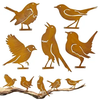 5 Stück Vögel Gartenstecker, Rost Vogel Gartendeko für Draußen, Edelrost Vögel, Wiederverwendbar Rostiges Vogel, Rost Vöge-l Gartenstecker mit Schraube, Für Garten Patio Park Zaun AST Dekoration
