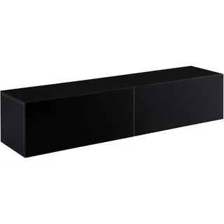 [en.casa] Evaton Hängelowboard 140x30x33 cm Schwarz Hochglanz Spanplatte