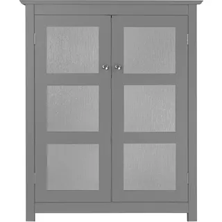Teamson Home Badezimmer Connor Freistehender Schrank Glastüren Grau EHF-580G