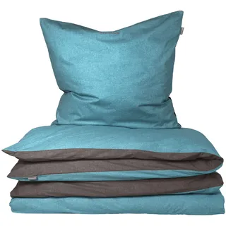 SCHIESSER Doubleface Unifarben Türkis 155 x 220 cm + 80 x 80 cm