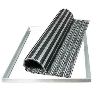 Fußmatte Rips mit Alu Rahmen Eingangsmatte, Türmatte, Schuhabstreifer antirutsch - braun - 60 x 40 cm