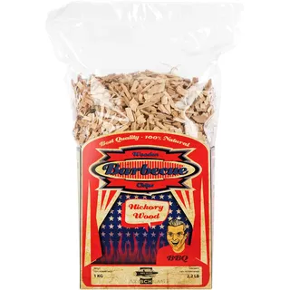 Axtschlag Räucherchips Hickory, 1000 Gramm sortenreine Räucherspäne für besondere Rauch- und Geschmackserlebnisse, für alle Grills & Smoker