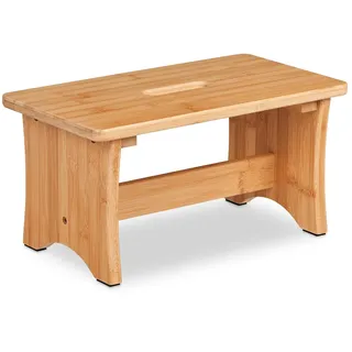 Relaxdays Bambushocker , Hellbraun , Holz , 40x20.5x22 cm, , Wohnzimmer, Sessel, Hocker & Hockerbänke, Sitzhocker