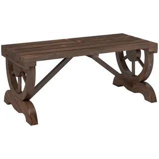 Outsunny Gartenbank aus Holz, Wetterfest, Sitzbank, Gartenmöbel, Rustikale, Bank, Braun , 50x39.5x98 cm , Gartenmöbel, Gartenbänke