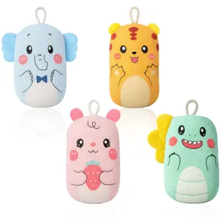 4 Stück Duschschwamm Badeschwämme Kinder Tierformen für das Bad Weiche Duschschwämme Süß Badeschwamm Baby Wasch Schwamm Kinderdusche für Neugeborene, Stil 2