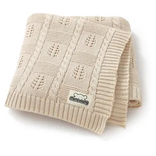 mimixiong Babydecke, gestrickt, 100 % Baumwolle, 100 x 80 cm (Baby Camel)