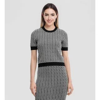 Michael Kors für Damen. MT56198HQG Jacquard SS Crew Oberteil schwarz (S), Lässig, Viskose, Kurzarm