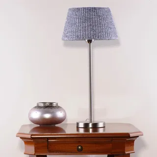 Tischleuchte Nickel Matt Schirm Wolle Grau Tischlampe