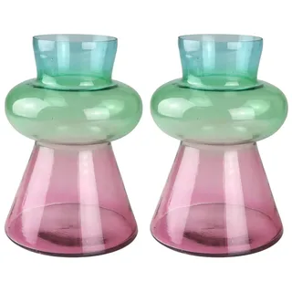 s.Oliver Dekovase "Glasvase in bunter Farbkombination: blau, grün, rosa" Tischvase im 2er Set, 3-farbiges Design in moderner Form, bunt