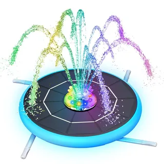AISITIN 6,5W LED Solarbrunnen für Draussen Verbessert mit 3300mAh Akku, Solar Schwimmender Fontäne Pumpe mit Verschiedene Sprüh Effekten,mit Lichtleiste, Solar Springbrunnen für Außen für Garten,Teich